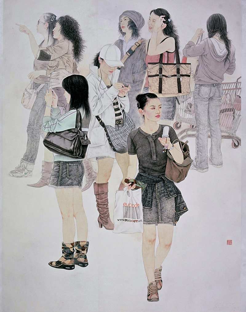 当代工笔人物画图片