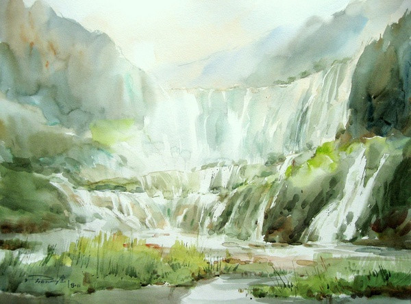 湿乎乎味道的水彩画