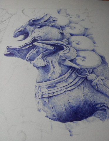 看大神如何圆珠笔画石狮子?_新浪悦读_手机新