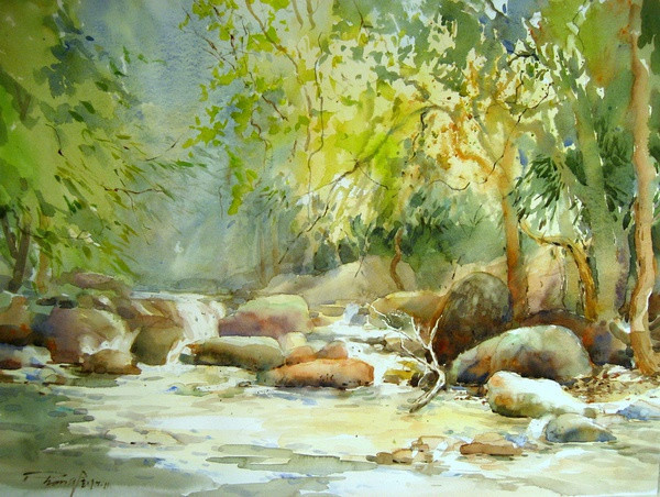 湿乎乎味道的水彩画