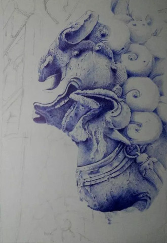 看大神如何圆珠笔画石狮子?_新浪悦读_手机新