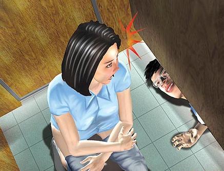 中年男子潜伏 女厕偷窥 摸屁股 用手机拍不雅照