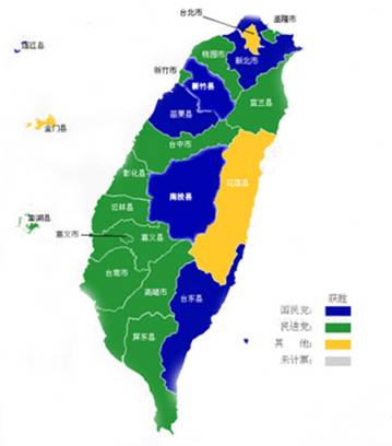 2001年—2010年蓝绿版图变化   六都实时票数   台北:连胜文609