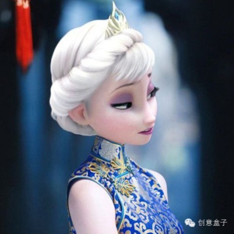 当<em>冰雪</em>奇缘<em>女王</em>穿上中国旗袍,美爆啦