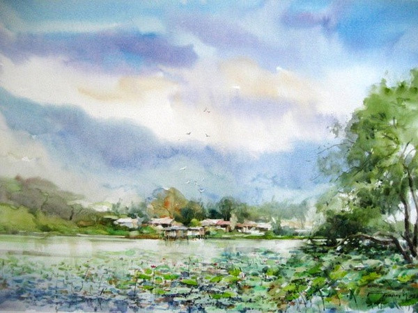 湿乎乎味道的水彩画