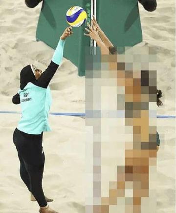 马赛克下的奥运伊朗媒体转播女运动员成马赛克